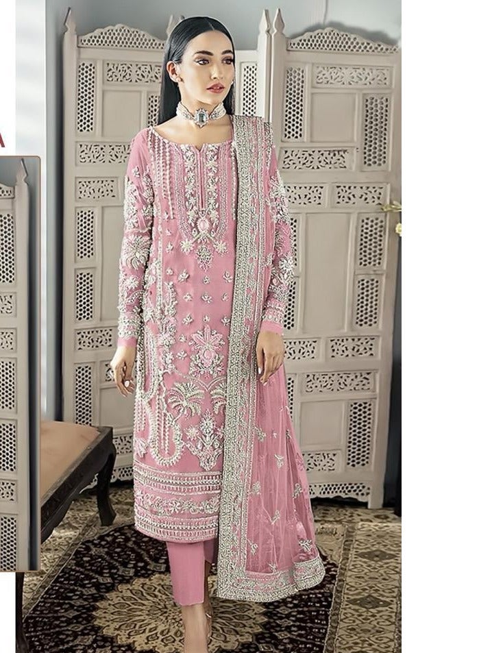 Wedding Function Wear Georgette Semi Stitched Pink Pakistani Dress
