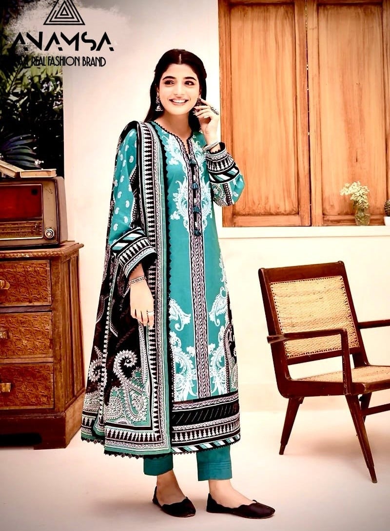 Women Stylish Wear Cotton Blend printed Pakistani Dress