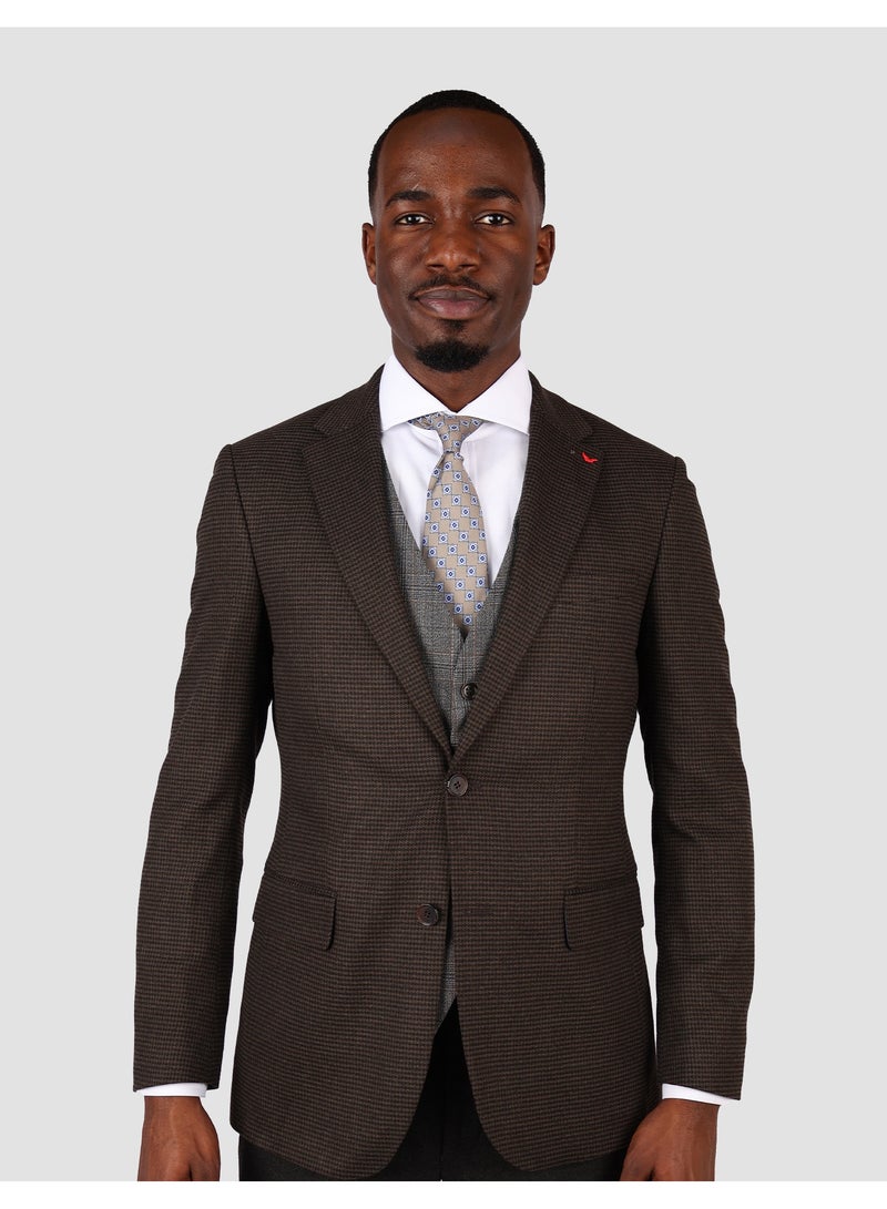 DS Damat Combined Brown Slim Fit Suit