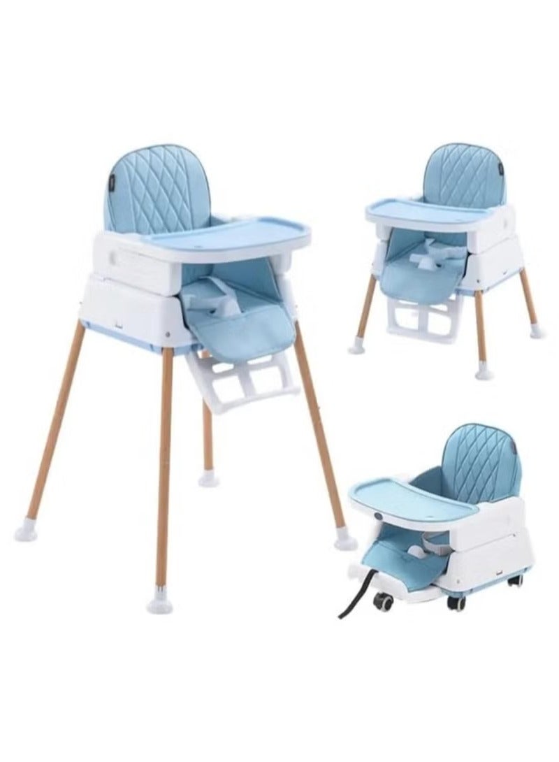 3 in 1 Baby and Infant Dining Chair, Baby High Chair, Foldable Dining Chair, Easy Clean Removable Cushion with Adjustable and Foldable Feet, 5-Point Safety Belt CY-74146 (Sky Blue)