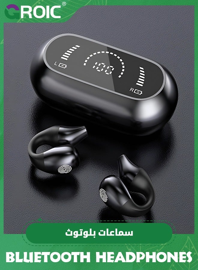 Wireless Ear Clip Earphones, Suitable for Android iPhone Bluetooth Sports Earphones, Bone Conduction Earphones, Wireless Earphones for Cycling, Running Exercise, Running, Driving, Bluetooth 5.3