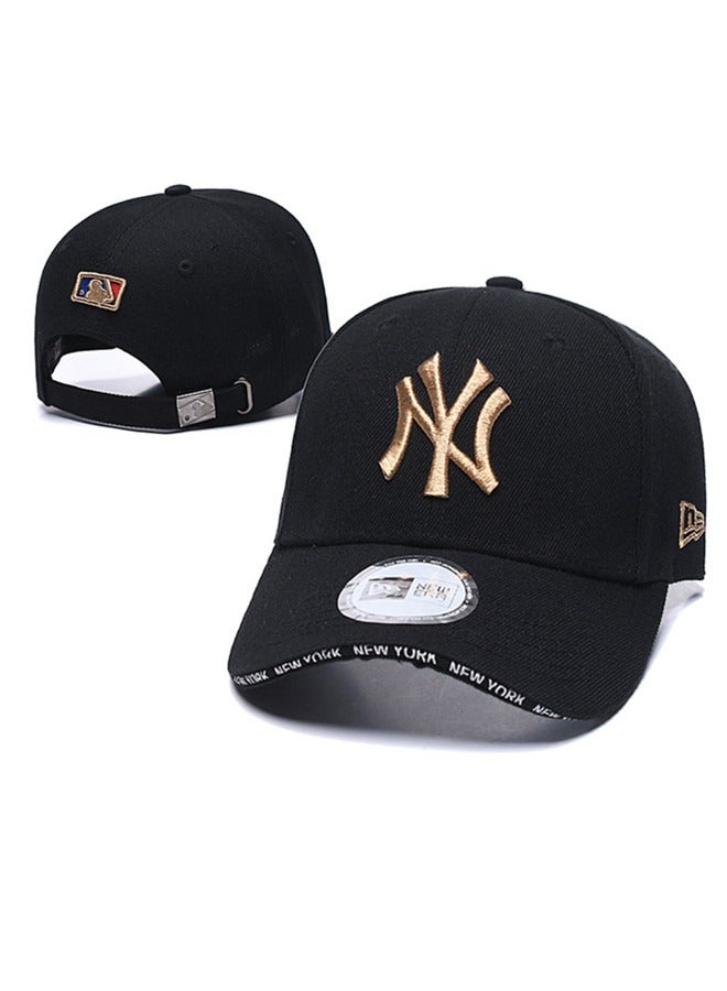 New Era 9Fort New York Yankees Baseball Hat Duck billed Hat Pointed Hat Sun Hat Pure Cotton Men's and Women's Hat Baseball Outdoor Black