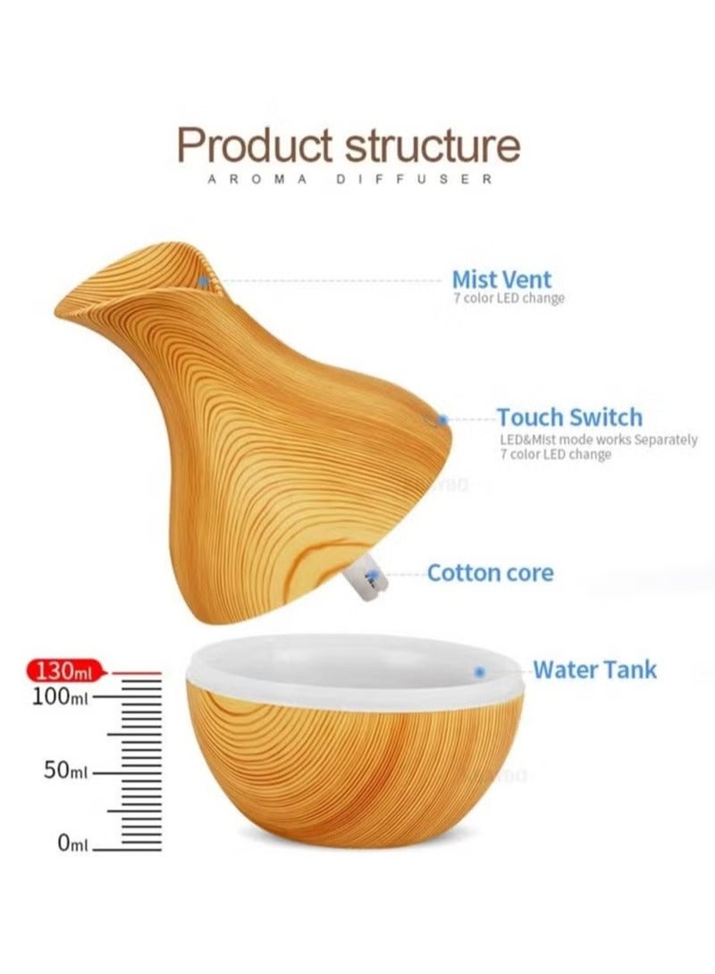 Essential Oil Diffuser, USB Led Ultrasonic Aroma Oil Diffuser Humidifier With 7 Colors, Durable And Reliable Fragrance Diffuser Machine, Portable Cool Mist Humidifier For Home Office, (Light Brown)
