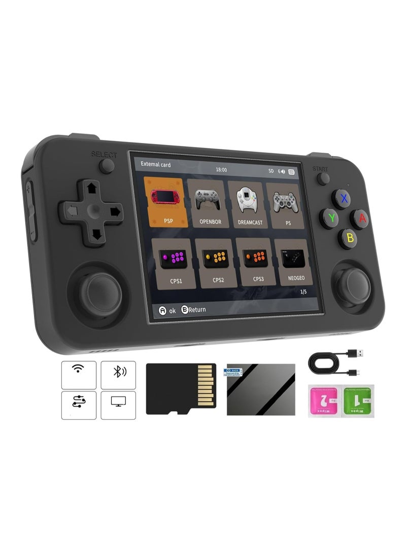 RG35XX H Retro Handheld Game Console , 3.5 Inch IPS Screen Linux System Built-in 64G TF Card 5528 Games Support HDMI TV Output 5G WiFi Bluetooth 4.2 (Black)