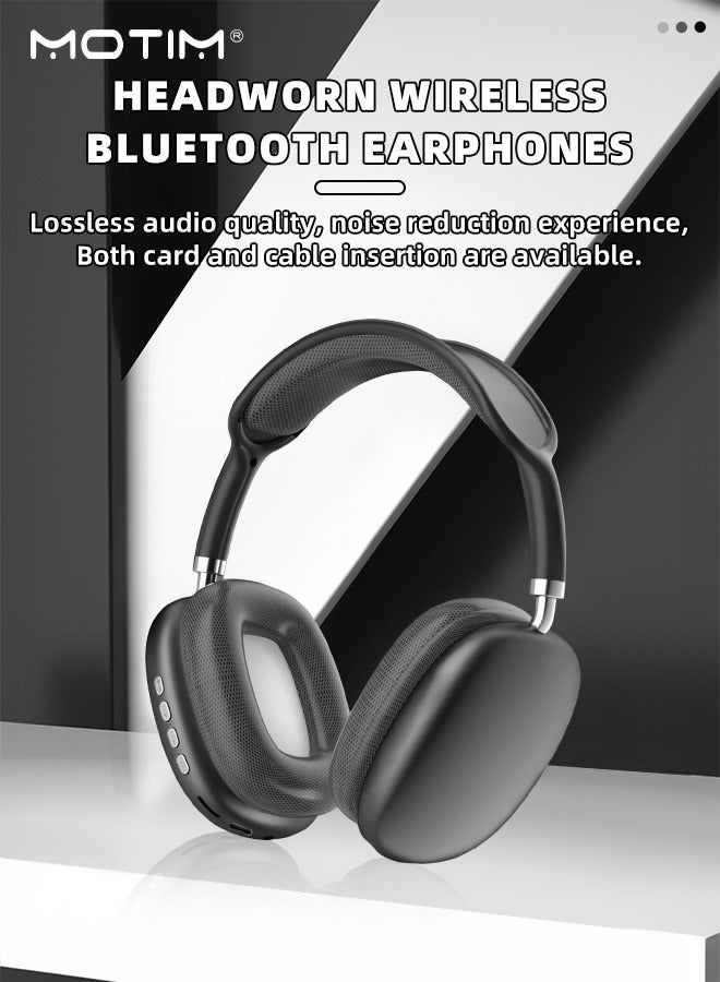 Wireless Headphones Over-Ear Bluetooth Adjustable Headphones 10 Hours of Listening Time Volume Control, Fitting in Gaming/Running/Sports Headphones for iPhone/Android/Samsung