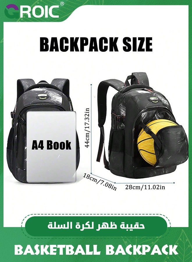 Large Basketball Backpack Bag with Ball Compartment and Shoe Pocket Outdoor Sports Equipment Bag, Large ‎Basketball backpack bag for Basketball, Soccer, Volleyball Sports Large Sports Bag