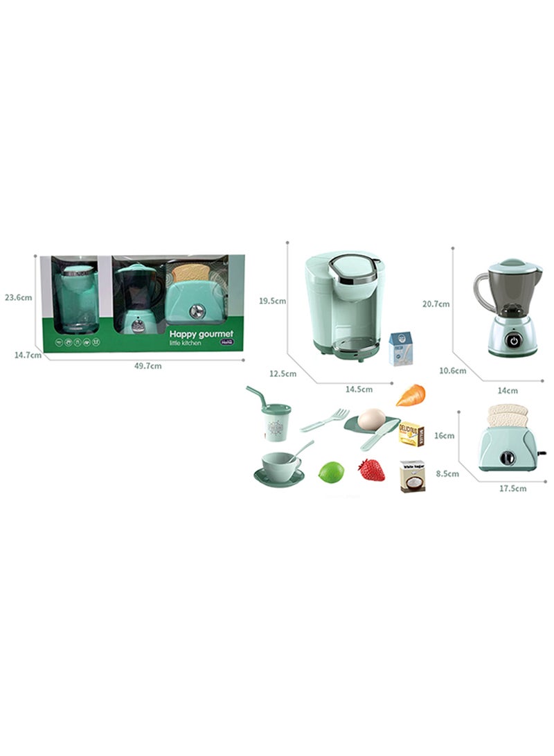 Kitchen Appliances Toy for Kids,Pretend Play Kitchen Toys Set with Coffee Maker,Toaster,Blender,with Realistic Light and Sounds