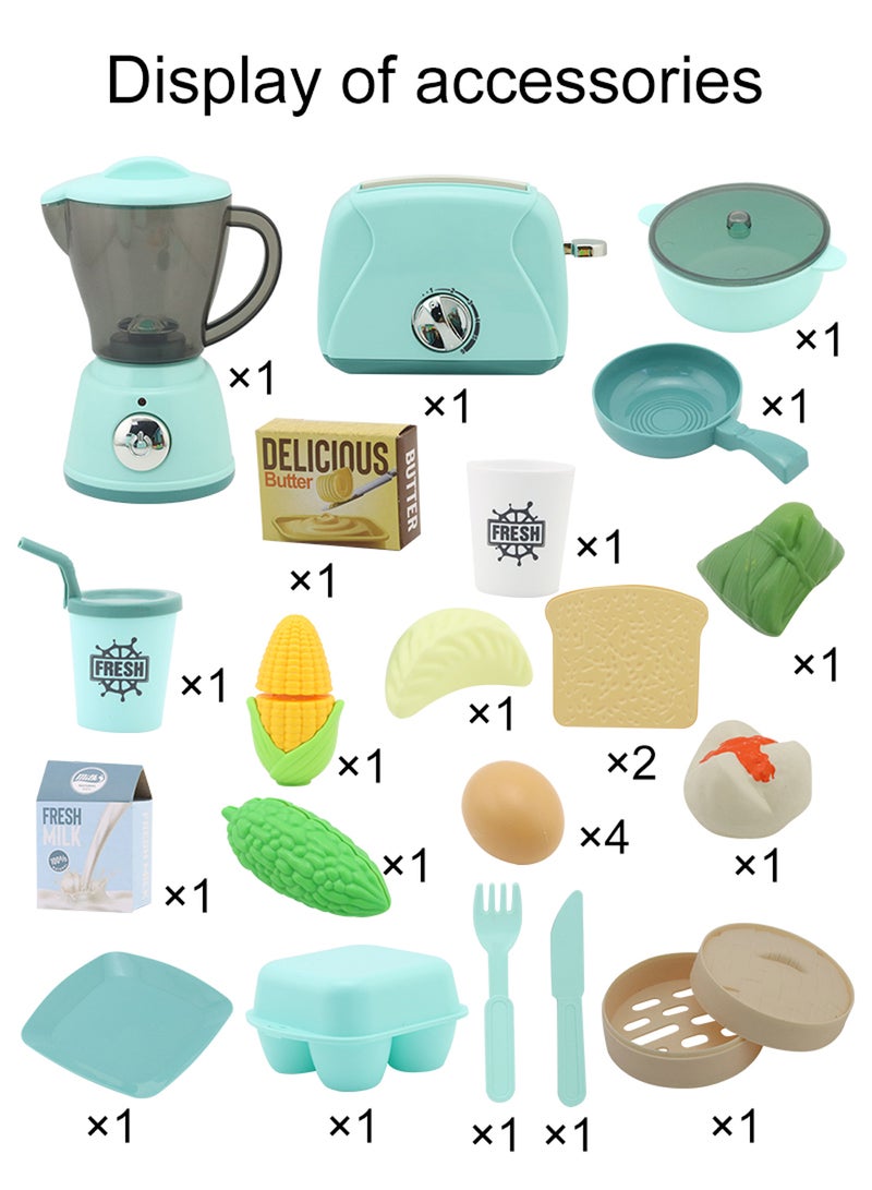 Kitchen Appliances Toy for Kids,Pretend Play Kitchen Toys Set with Juicer Maker,Toaster,Blender with Realistic Light and Sounds, Play Kitchen Set for Kids