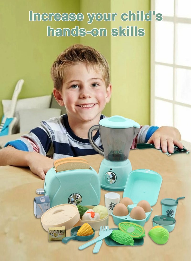 Kitchen Appliances Toy for Kids,Pretend Play Kitchen Toys Set with Juicer Maker,Toaster,Blender with Realistic Light and Sounds, Play Kitchen Set for Kids