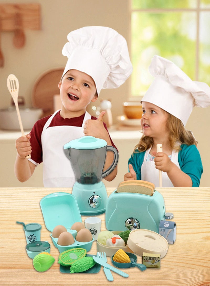 Kitchen Appliances Toy for Kids,Pretend Play Kitchen Toys Set with Juicer Maker,Toaster,Blender with Realistic Light and Sounds, Play Kitchen Set for Kids
