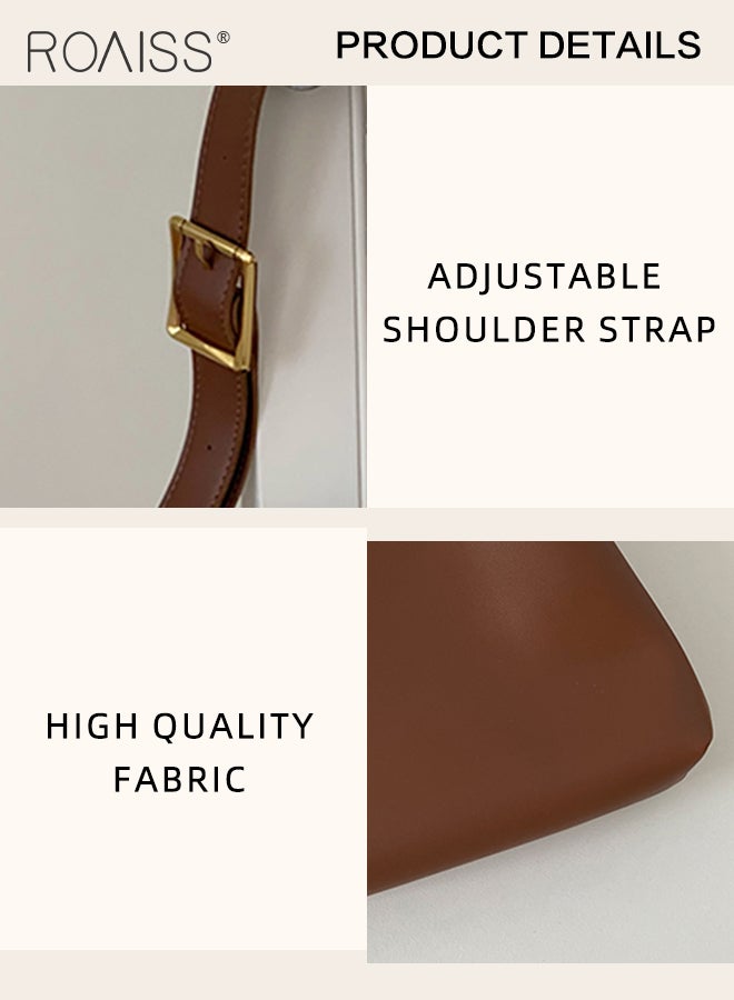 Versatile Large Capacity Bucket Bag for women Convenient Magnetic texture metal buckle Tote Bag Lazy Style Retro Niche Design Practical Wear Resistant Shoulder Crossbody Bag