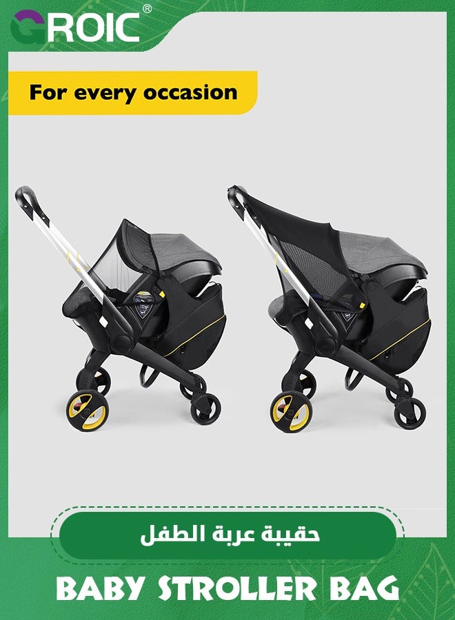 4 In 1 Storage Bag Compatible with Doona Infant Car Seat Stroller, Stroller Accessories, Large Capacity Diaper Bag, Stroller Organizer Bag,Handle Backpack,Parent Organizer