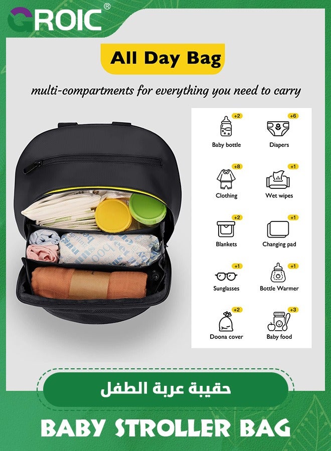 4 In 1 Storage Bag Compatible with Doona Infant Car Seat Stroller, Stroller Accessories, Large Capacity Diaper Bag, Stroller Organizer Bag,Handle Backpack,Parent Organizer