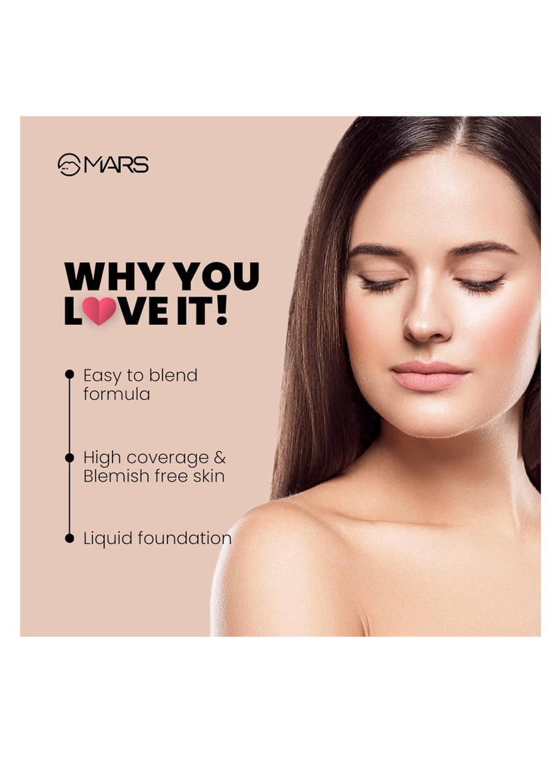 MARS High Coverage Liquid Matte Foundation Blemish Free and Blendable Foundation for Makeup  40ml  SHADE 03
