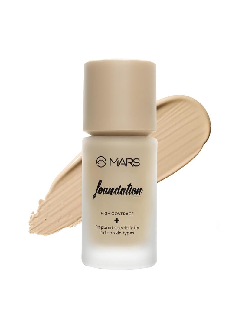 MARS High Coverage Liquid Matte Foundation Blemish Free and Blendable Foundation for Makeup  40ml  SHADE 03