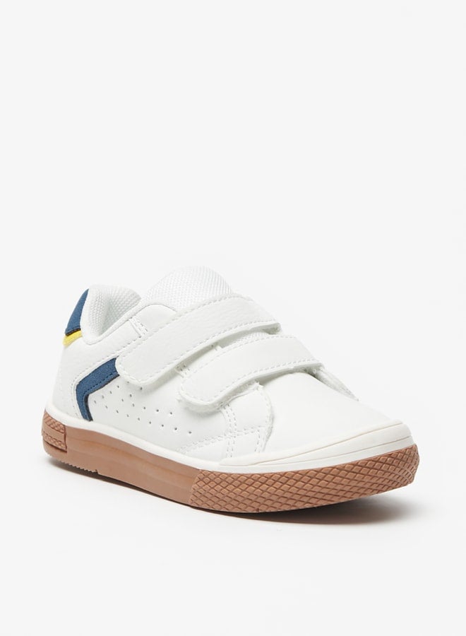 Boys Textured Sneakers with Hook and Loop Closure