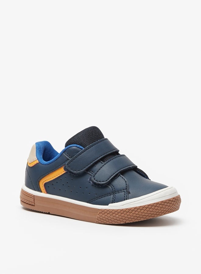 Boys Textured Sneakers with Hook and Loop Closure