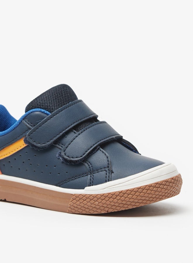 Boys Textured Sneakers with Hook and Loop Closure