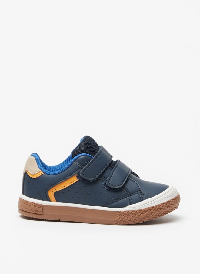 Boys Textured Sneakers with Hook and Loop Closure