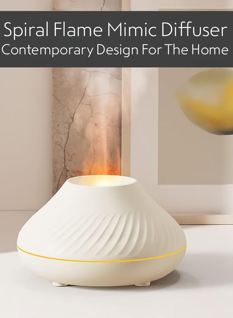 Essential Oil Diffuser, Home Flame Mimic Essential Oil Diffuser, Durable Long Lasting Aromatherapy Diffuser, Portable Colour Changing Room Diffusers For Home Office, (White)