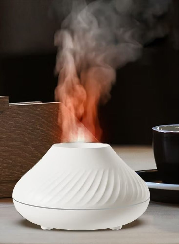 Essential Oil Diffuser, Home Flame Mimic Essential Oil Diffuser, Durable Long Lasting Aromatherapy Diffuser, Portable Colour Changing Room Diffusers For Home Office, (White)