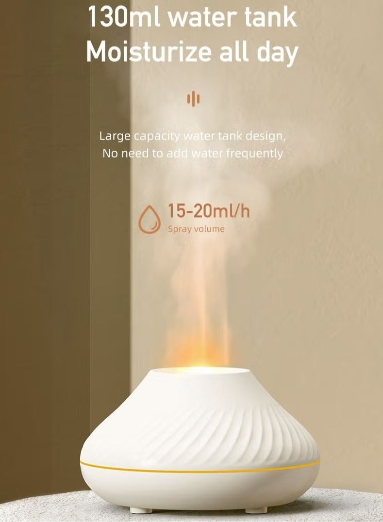 Essential Oil Diffuser, Home Flame Mimic Essential Oil Diffuser, Durable Long Lasting Aromatherapy Diffuser, Portable Colour Changing Room Diffusers For Home Office, (White)