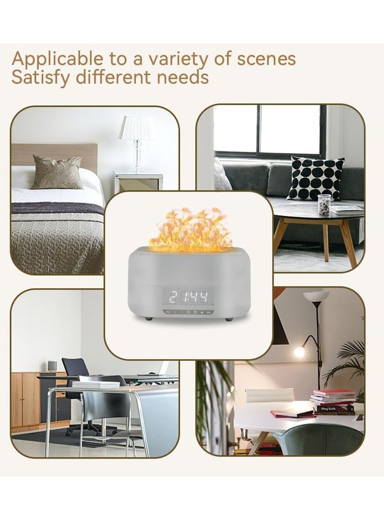 Essential Oil Diffuser, Flame Aroma Diffuser With Bluetooth Speaker And Clock, Durable Long Lasting Aromatherapy Diffuser, Portable Silent Room Diffusers For Home Office, (Black 2)