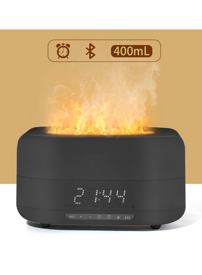 Essential Oil Diffuser, Flame Aroma Diffuser With Bluetooth Speaker And Clock, Durable Long Lasting Aromatherapy Diffuser, Portable Silent Room Diffusers For Home Office, (Black 2)