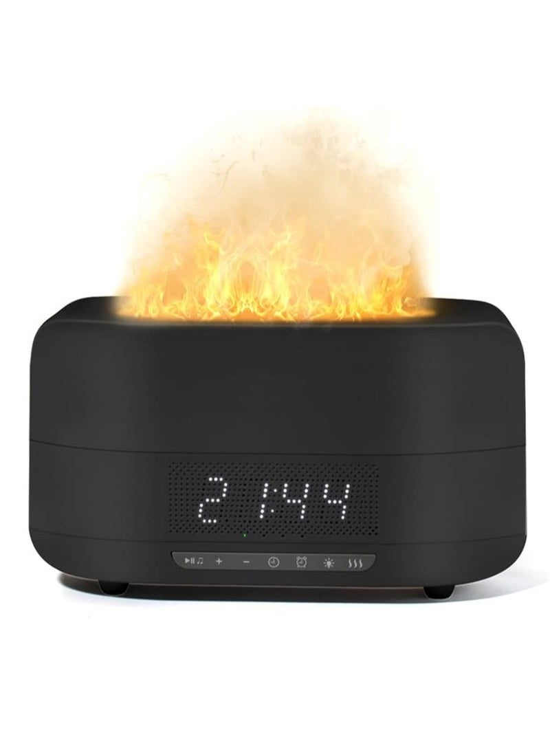 Essential Oil Diffuser, Flame Aroma Diffuser With Bluetooth Speaker And Clock, Durable Long Lasting Aromatherapy Diffuser, Portable Silent Room Diffusers For Home Office, (Black 2)