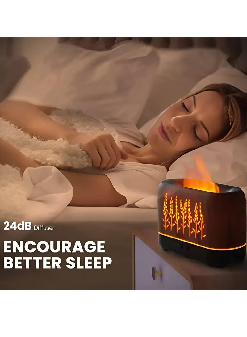 Essential Oil Diffuser, Super Quiet Mist Humidifier With Flame Light, Durable Long Lasting Aromatherapy Diffuser, Portable Silent Room Diffusers For Home Office, (Dark Brown 2)