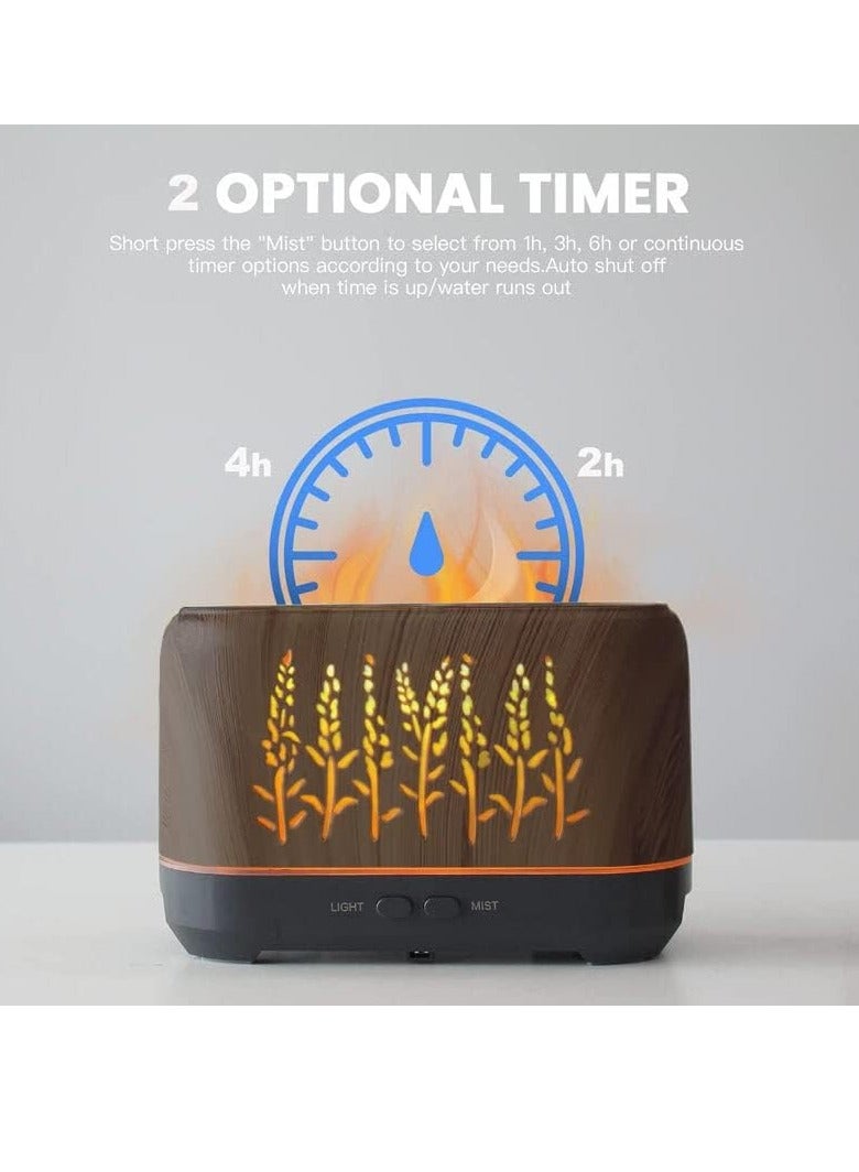 Essential Oil Diffuser, Super Quiet Mist Humidifier With Flame Light, Durable Long Lasting Aromatherapy Diffuser, Portable Silent Room Diffusers For Home Office, (Dark Brown 2)