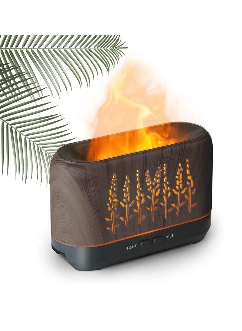 Essential Oil Diffuser, Super Quiet Mist Humidifier With Flame Light, Durable Long Lasting Aromatherapy Diffuser, Portable Silent Room Diffusers For Home Office, (Dark Brown 2)