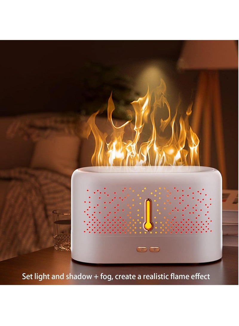 Essential Oil Diffuser, Convenient Flame Effect USB Mist Air Humidifier, Durable Long Lasting Aromatherapy Diffuser, Portable Color Changing Room Diffusers For Home Office, (White 3)
