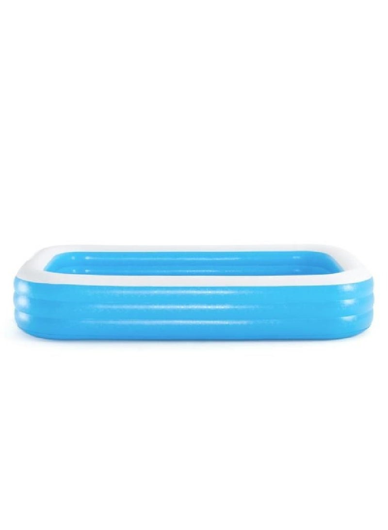 Blue Rectangular Pool For Fun Is Quality Tested And Made Of Durable Pvc Material, Extra Wide Side Walls, Easy Inflation And Deflation, 305X183X56Cm