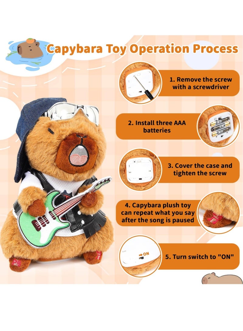 Capybara Plush Musical Dancing Baby Toy, Stuffed Animals Singing Plushie Funny Electric Toy Boys Girls