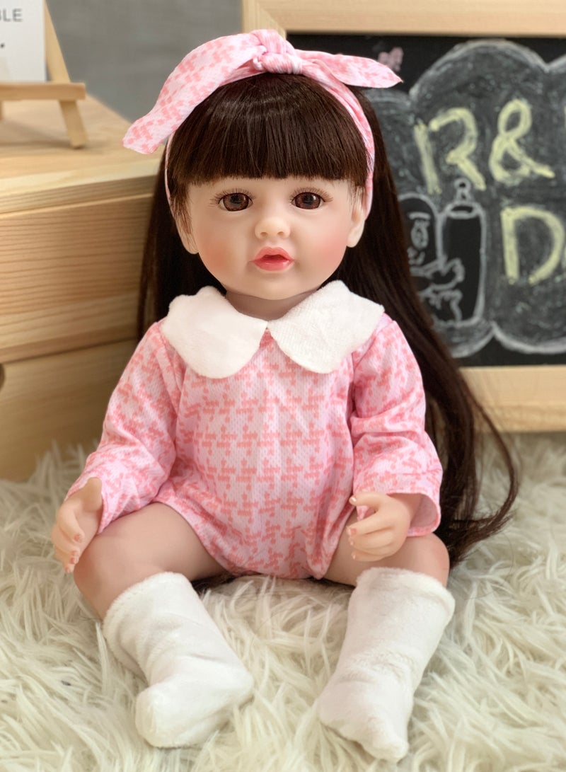 13 Inch Mini Reborn Doll Realistic Newborn Girl Doll With Long Straight Hair Clothes Full Body Silicone Baby Doll 33cm.