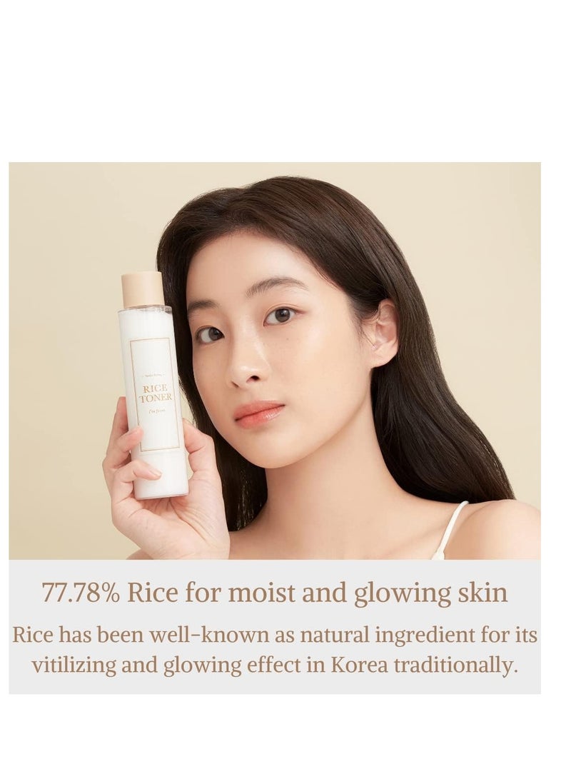 Rice Toner 77.78% Rice Extract from Korea Glow Essence with Niacinamide Hydrating for Dry Skin Vegan Alcohol Free Fragrance Free Peta Approved K Beauty Toner 5.07 Fl Oz