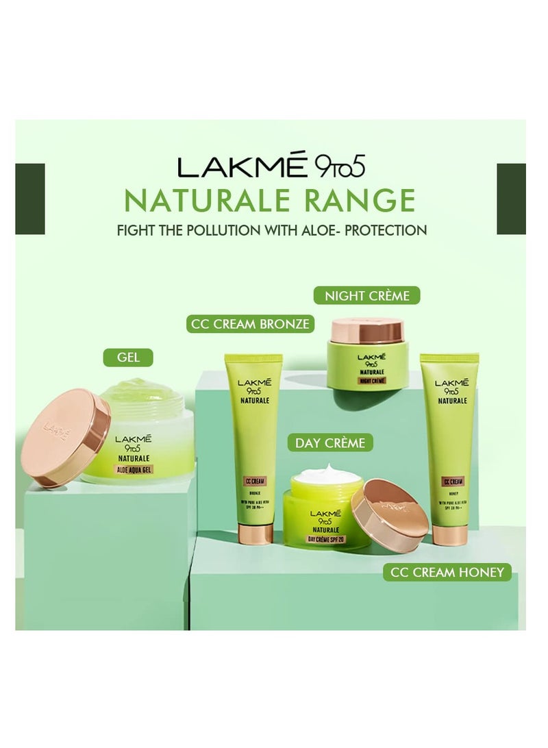 LAKMÉ 9 To 5 Naturale Aloe Aqua Hydrating Face Gel 50 G  With 100% Natural Aloe Vera  Lightweight Cooling Moisturizer  Moisturizes and Brightens Skin