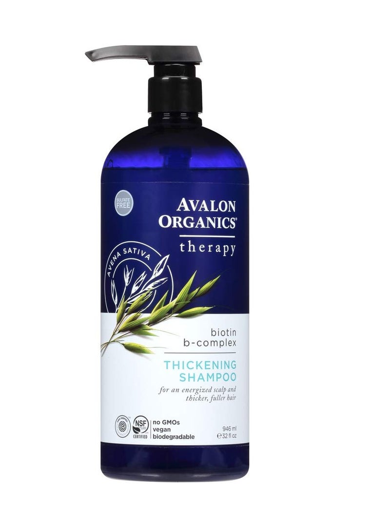 Avalon Organics Therapy Biotin B-Complex Thickening Shampoo, For an Energized Scalp and Thicker, Fuller-Looking Hair, 32 Fluid Ounces