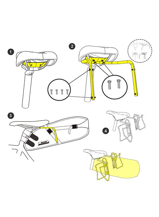 Rhinowalk Bike Saddle Bag Stabilizer Bracket Bicycle Tail Bag Mount Rear Rack AntiSway with Bottle Cage Mounting Holes for Mountain Road Bike