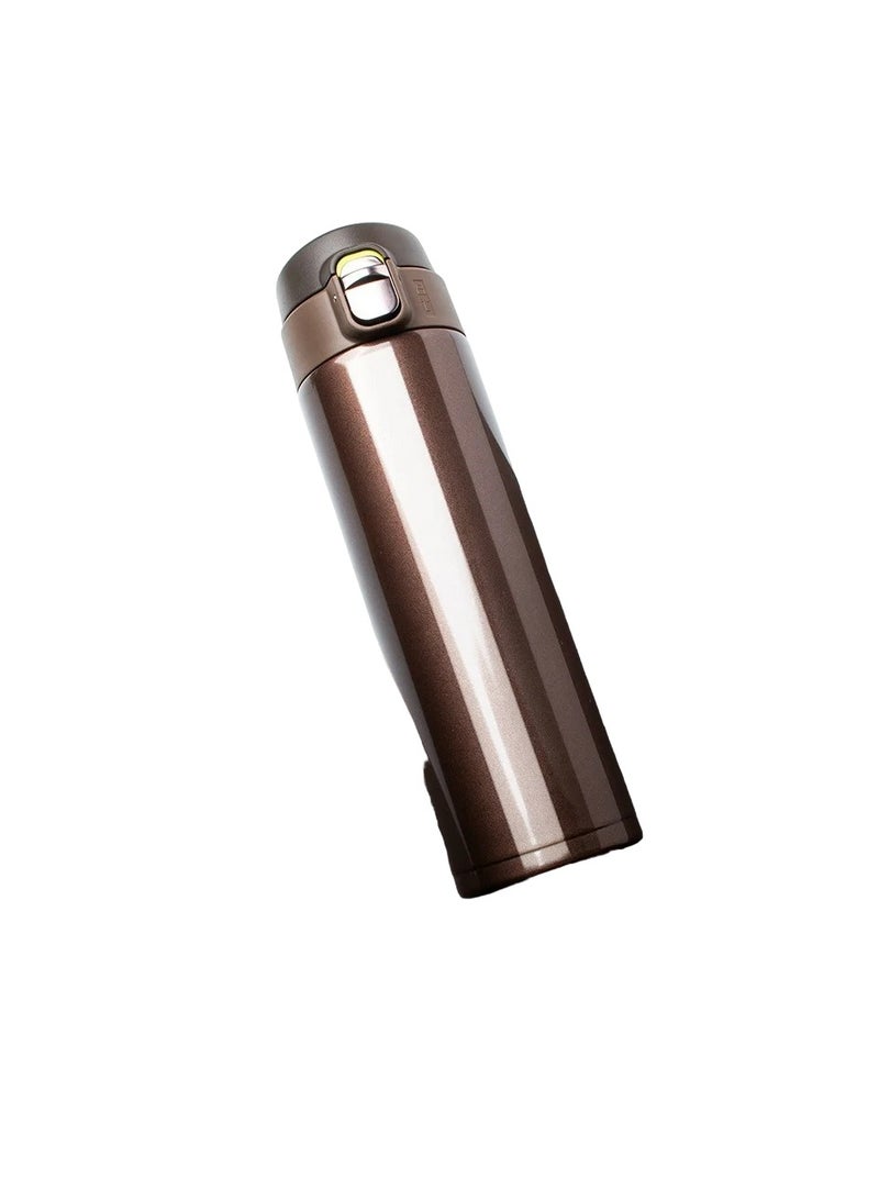 Stainless Steel Vacuum Flask, Anti Slip Casual Outdoor Thermos Flask, Durable And Reliable Travel Water Bottle Cup, Spill Proof And Easy To Carry Vacuum Insulated Mug For Travel Outdoor, (Dark Brown)