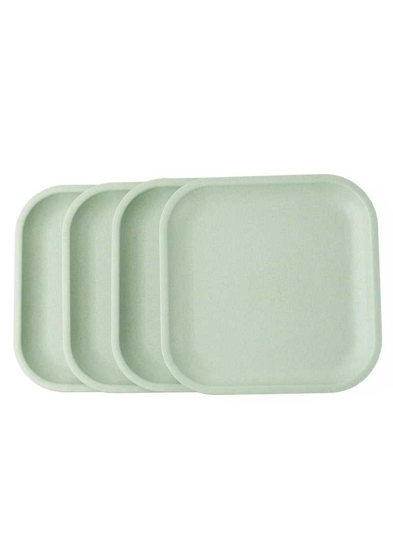 Rice Husk Small Plates Set of 4, Eco-Friendly, Microwave Plate 8 Inches, Sustainable Kitchen Plates, Lightweight, Durable & Non Breakable Plates for Snacks (Mint Green)