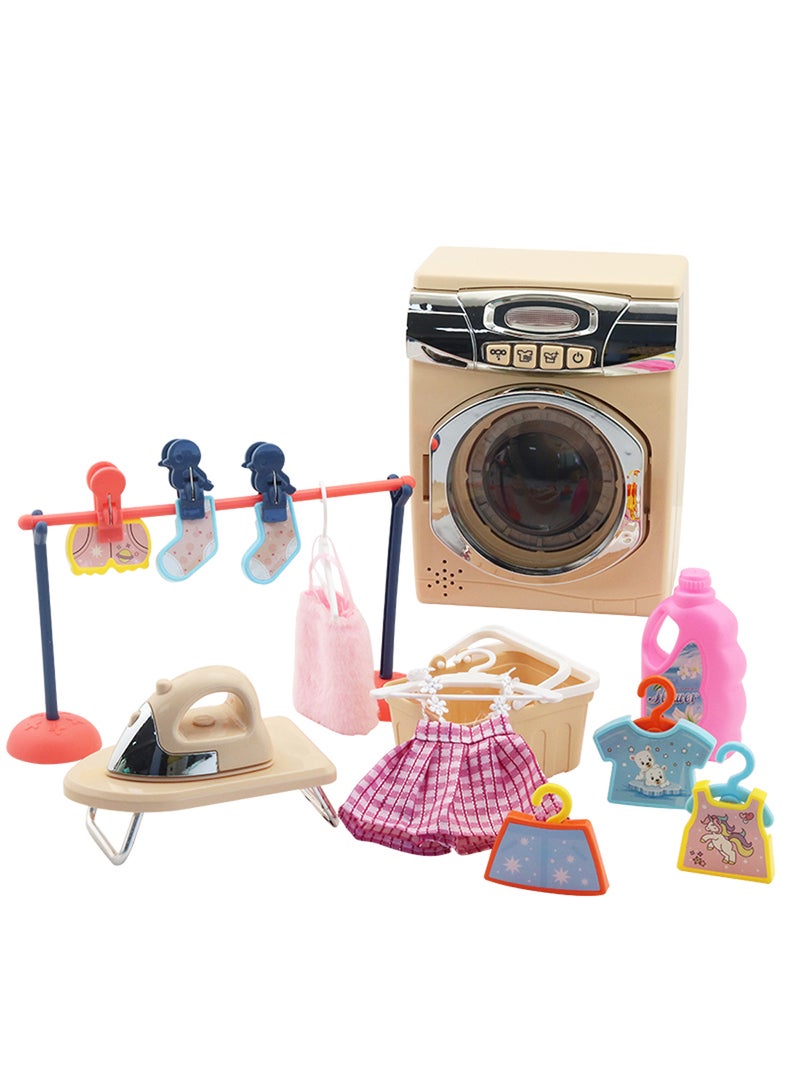 Kids Washer and Dryer Playset, Toy Washing Machine,Play Washe for Kids,Pretend Play Laundry Set for Dollhouse Age