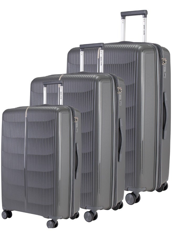 Pierre Cardin Unbreakable Luggage Set of 3, Expandable and Anti Theft Double Zipper Suitcase