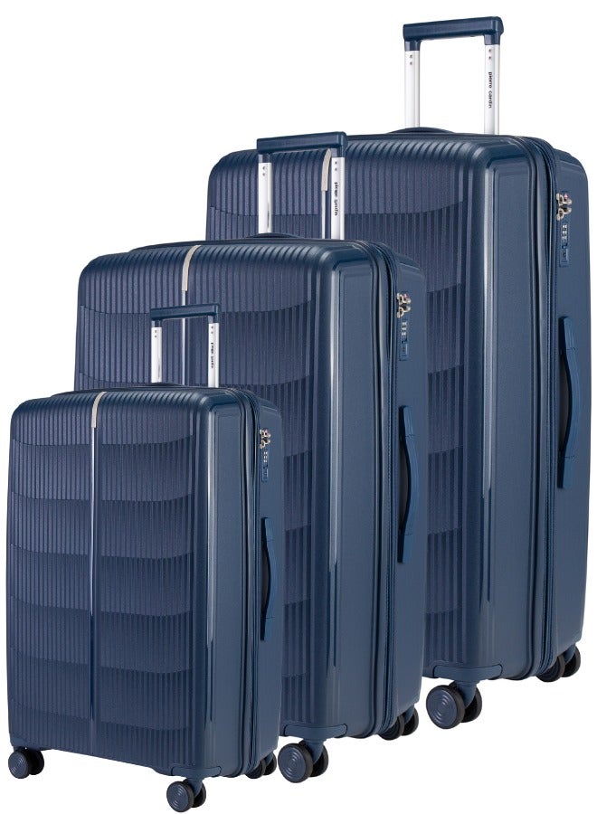 Pierre Cardin Unbreakable Luggage Set of 3, Expandable and Anti Theft Double Zipper Suitcase