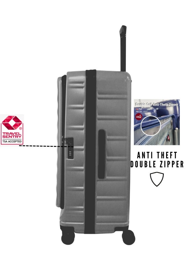 Pierre Cardin Front Zipper Luggage Lightweight Hardside Suitcase for Travel, TSA Approved, ANTI Theft Double Zipper