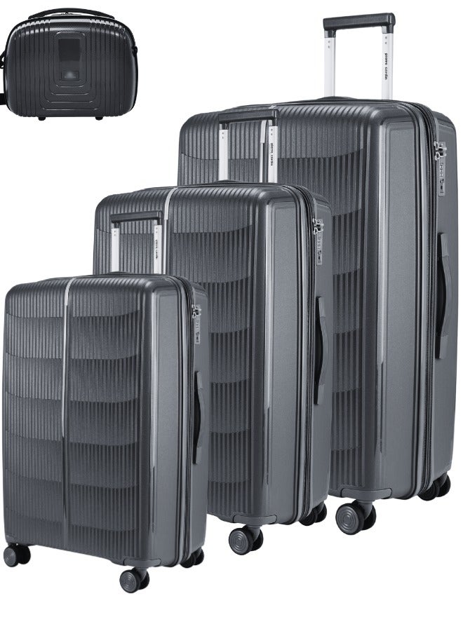 Pierre Cardin Unbreakable Luggage Set of 4, Expandable and Anti Theft Double Zipper Suitcase