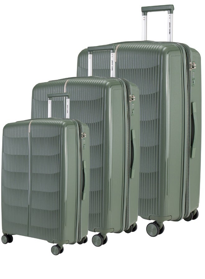 Pierre Cardin Unbreakable Luggage Set of 3, Expandable and Anti Theft Double Zipper Suitcase