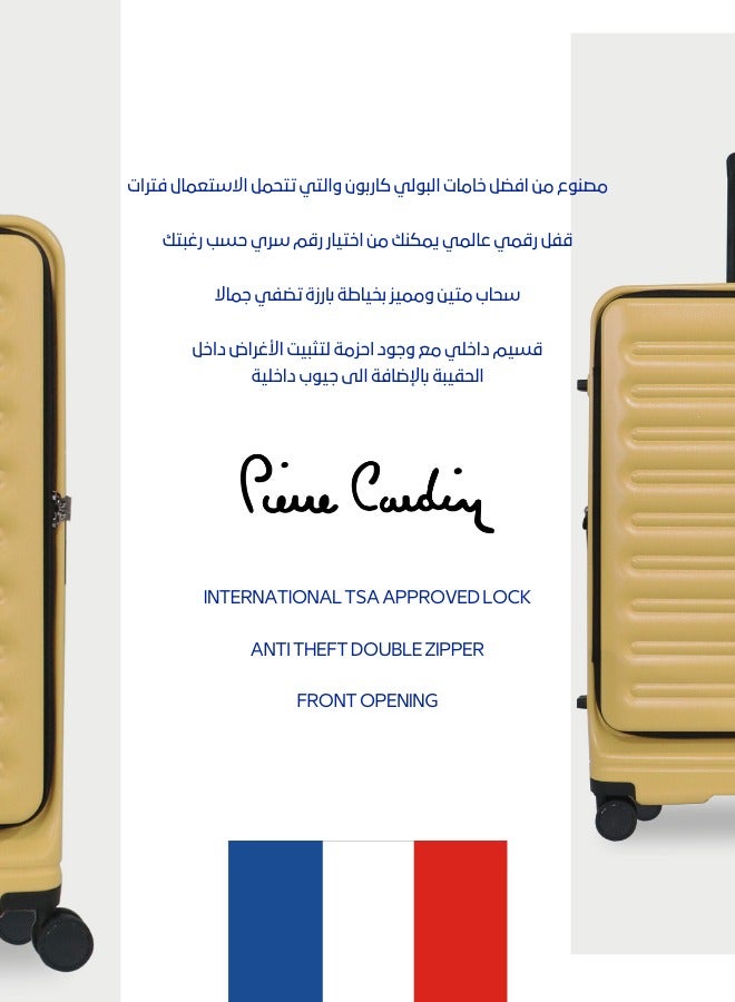 Pierre Cardin Front Zipper Luggage Lightweight Hardside Suitcase for Travel, TSA Approved, ANTI Theft Double Zipper