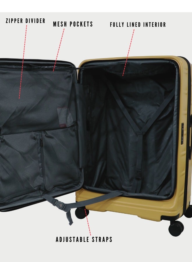 Pierre Cardin Front Zipper Luggage Lightweight Hardside Suitcase for Travel, TSA Approved, ANTI Theft Double Zipper